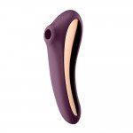 Двусторонний вакуумно-волновой стимулятор Satisfyer Dual Kiss с вибрацией - сливовый - 18,5 см