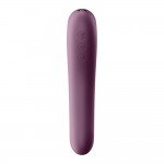 Двусторонний вакуумно-волновой стимулятор Satisfyer Dual Kiss с вибрацией - сливовый - 18,5 см