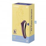 Двусторонний вакуумно-волновой стимулятор Satisfyer Dual Kiss с вибрацией - сливовый - 18,5 см