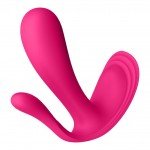 Двойной вибромассажер для стимуляции G-точки и анальной стимуляции Satisfyer Top Secret+ с управлением со смартфона - розовый - 11 см Двойной вибромассажер для стимуляции G-точки и анальной стимуляции Satisfyer Top Secret+ с управлением со смартфона - розовый - 11 см