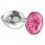 Малая анальная серебристая металлическая пробка Diamond Sparkle Small с розовым кристаллом - 7 см