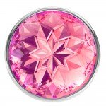 Малая анальная металлическая пробка Diamond Sparkle Small с розовым кристаллом - 7 см
