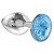 Малая анальная серебристая металлическая пробка Diamond Sparkle Small с голубым кристаллом - 7 см