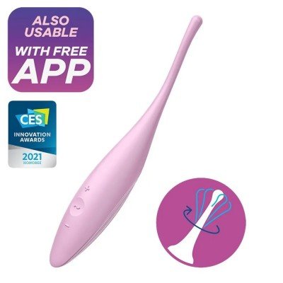Перезаряжаемый точечный вибромассажер Satisfyer Twirling Joy с управлением со смартфона - нежно-розовый - 18,5 см