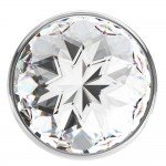 Средняя анальная металлическая пробка Diamond Clear Sparkle Large с прозрачным кристаллом - 8 см