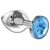 Средняя анальная серебристая металлическая пробка Diamond Light blue Sparkle Large с голубым кристаллом - 8 см
