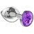 Средняя анальная серебристая металлическая пробка Diamond Purple Sparkle Large с фиолетовым кристаллом - 8 см
