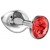 Средняя анальная серебристая металлическая пробка Diamond Red Sparkle Large с красным кристаллом - 8 см