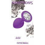 Малая анальная силиконовая пробка Emotions Cutie Small фиолетовая с прозрачным кристаллом - 7 см