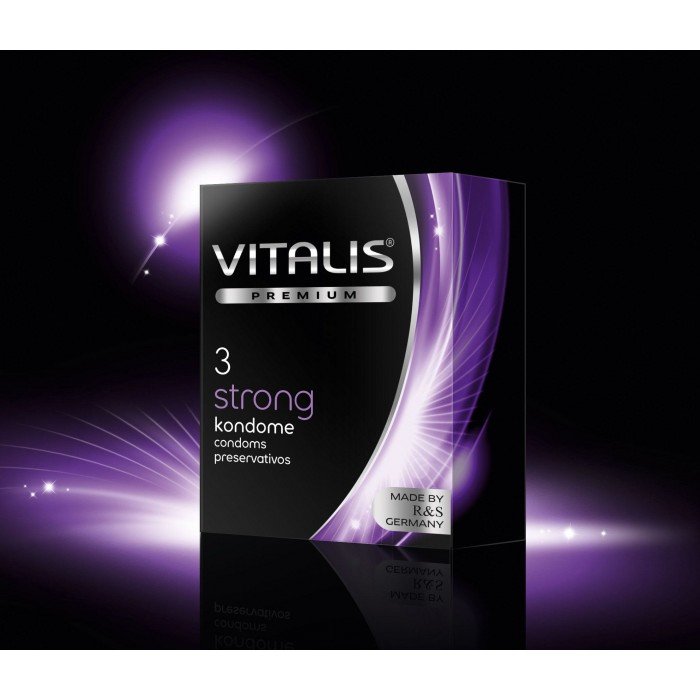 Сверхпрочные латексный презервативы 0,09 мм VITALIS premium Strong - 3 шт