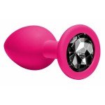 Средняя силиконовая розовая анальная пробка Emotions Cutie Medium с чёрным кристаллом - 8,5 см Средняя силиконовая розовая анальная пробка Emotions Cutie Medium с чёрным кристаллом - 8,5 см