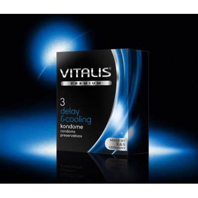 Латексные презервативы с охлаждающим эффектом VITALIS premium Delay & Cooling - 3 шт