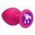 Большая розовая анальная силиконовая пробка Emotions Cutie Large Pink dark purple crystal с фиолетовым кристаллом - 10 см