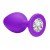 Большая фиолетовая анальная силиконовая пробка Emotions Cutie Large Purple clear crystal с прозрачным кристаллом - 10 см