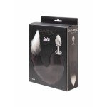 Средняя анальная металлическая пробка Diamond Starlit Black серебристая с бело-серым хвостом - 38 см