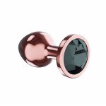 Малая анальная металлическая пробка розовое золото Diamond Ruby Shine S с чёрным кристаллом - 7 см Малая анальная металлическая пробка розовое золото Diamond Ruby Shine S с чёрным кристаллом - 7 см