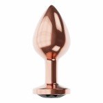 Малая анальная металлическая пробка розовое золото Diamond Ruby Shine S с чёрным кристаллом - 7 см Малая анальная металлическая пробка розовое золото Diamond Ruby Shine S с чёрным кристаллом - 7 см