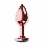 Средняя анальная металлическая пробка розовое золото Diamond Ruby Shine L с чёрным кристаллом - 8 см Средняя анальная металлическая пробка розовое золото Diamond Ruby Shine L с чёрным кристаллом - 8 см