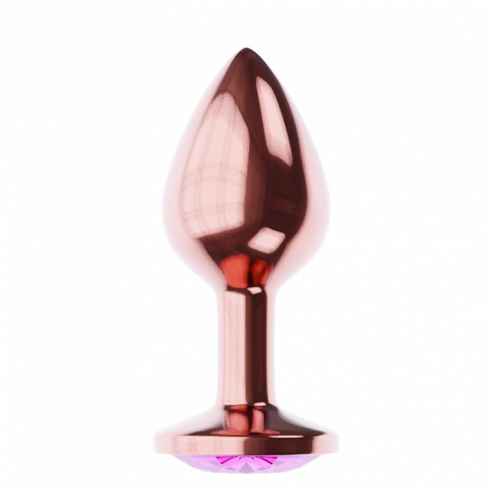 Средняя анальная металлическая пробка цвета розового золота Diamond Quartz Shine L с лиловым кристаллом - 8,3 см Средняя анальная металлическая пробка цвета розового золота Diamond Quartz Shine L с лиловым кристаллом - 8,3 см