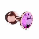 Средняя анальная металлическая пробка цвета розового золота Diamond Quartz Shine L с лиловым кристаллом - 8,3 см Средняя анальная металлическая пробка цвета розового золота Diamond Quartz Shine L с лиловым кристаллом - 8,3 см