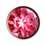 Средняя анальная металлическая пробка розовое золото Diamond Ruby Shine L с малиновым кристаллом - 8 см