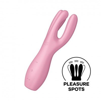 Вибромассажер для стимуляции клитора и половых губ Satisfyer Threesome 3 - розовый - 14 см