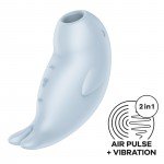Перезаряжаемый вакуум-волновой стимулятор клитора с вибрацией Satisfyer Seal You Soon Нерпа - голубой