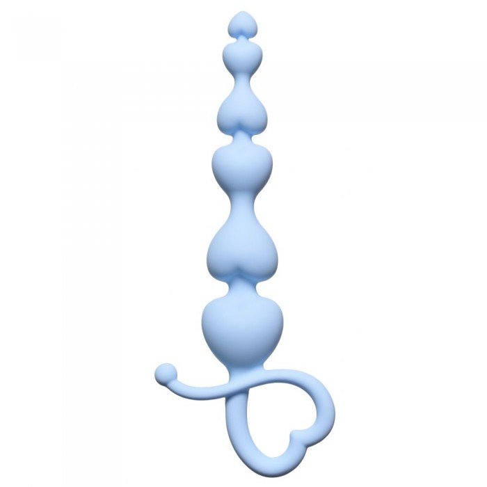 Анальная цепочка из силикона Begginers Beads для начинающих - голубая - 18 см