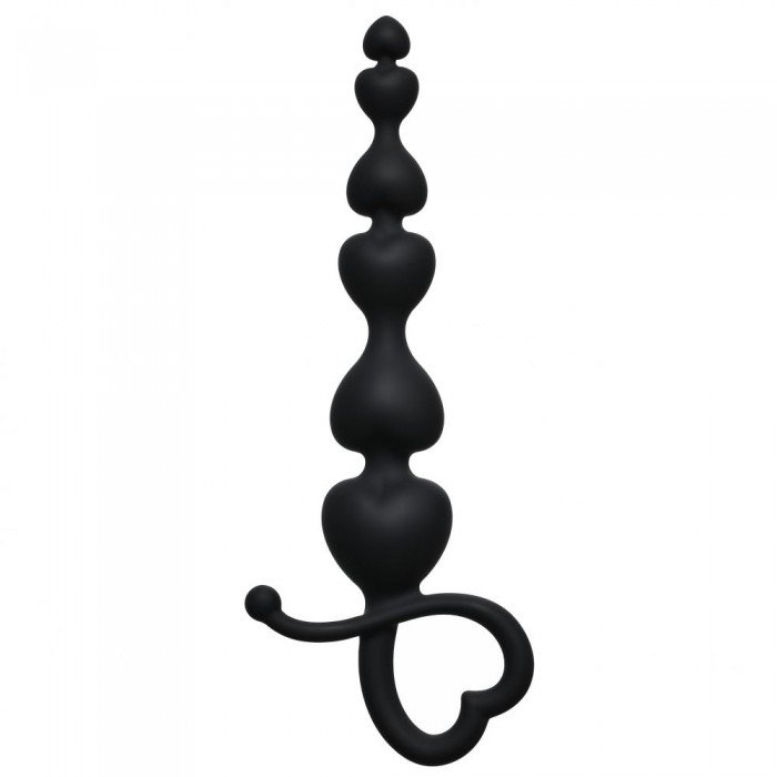 Анальная цепочка из силикона Begginers Beads для начинающих - чёрная - 18 см