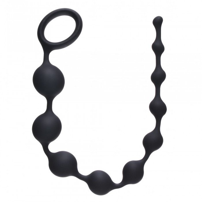 Силиконовая анальная цепочка Long Pleasure Chain - чёрная - 35 см
