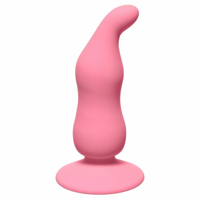 Анальная пробка анатомической формы с присоской Waved Anal Plug Pink - розовая - 11 см