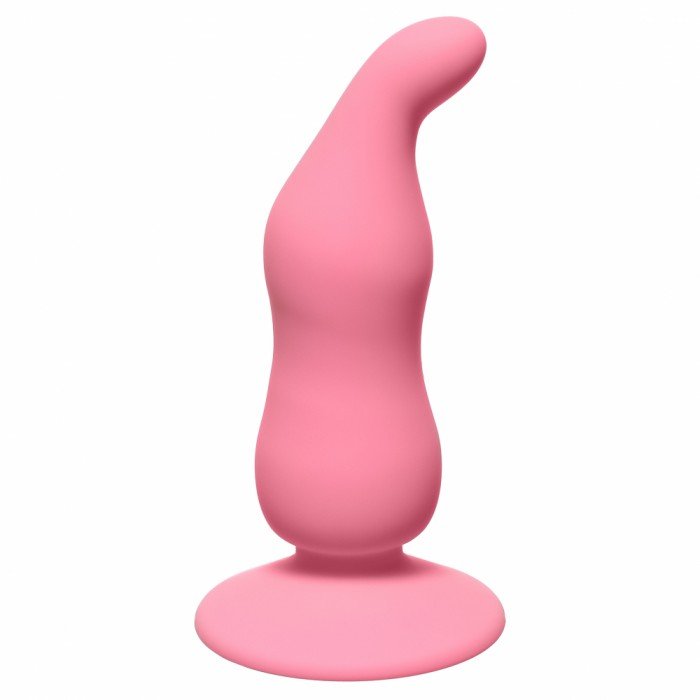 Анальная пробка анатомической формы с присоской Waved Anal Plug Pink - розовая - 11 см Анальная пробка анатомической формы с присоской Waved Anal Plug Pink - розовая - 11 см