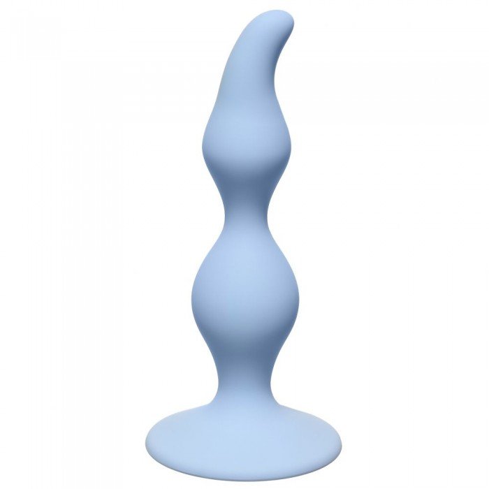 Анальная пробка Curved Anal Plug Blue - голубая - 12,5 см