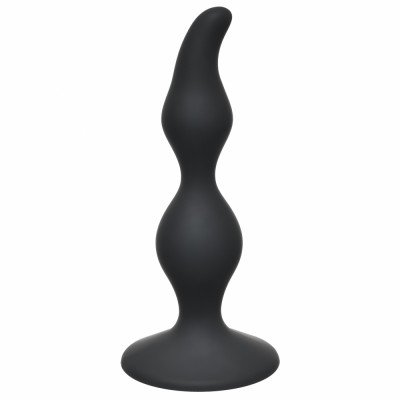 Силиконовая анальная пробка Curved Anal Plug Black - чёрная - 12,5 см