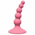 Силиконовая анальная пробка-бусы Ribbed Plug Pink - розовая - 10,5 см