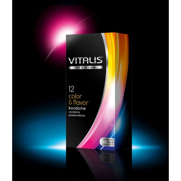 Цветные ароматизированные латексные презервативы VITALIS premium Color & Flavor - 12 шт Цветные ароматизированные латексные презервативы VITALIS premium Color & Flavor - 12 шт