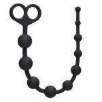 Силиконовые анальные бусы-цепочка Orgasm Beads - чёрные - 33,5 см