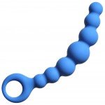 Упругая силиконовая анальная цепочка Flexible Wand - синяя - 18 см