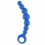Упругая силиконовая анальная цепочка Flexible Wand - синяя - 18 см