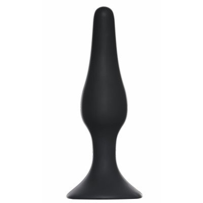Силиконовая анальная пробка для опытных пользователей Slim Anal Plug XL с присоской - чёрная - 15,5 см