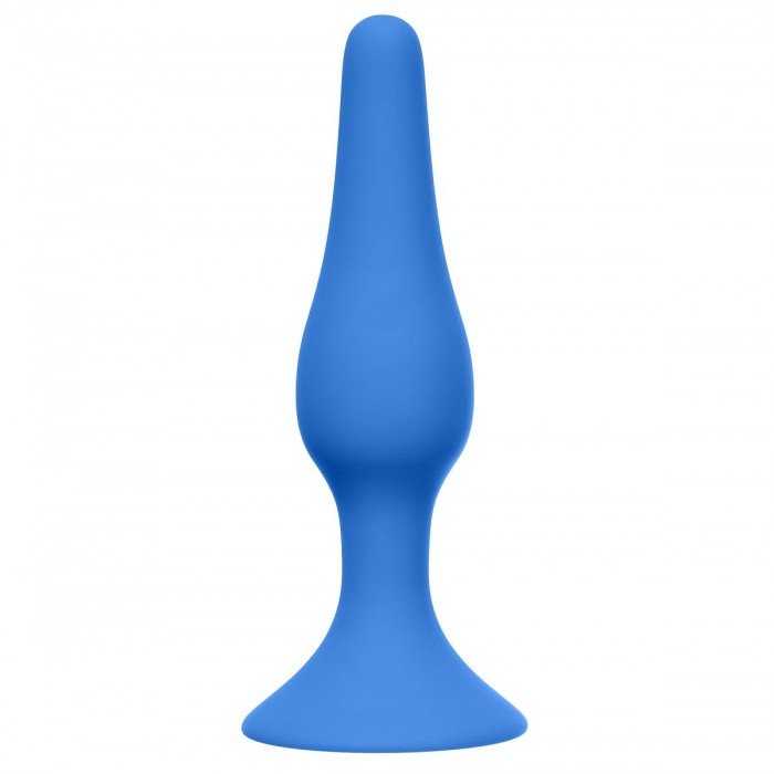 Анальная пробка Slim Anal Plug XL с присоской - голубая - 15,5 см