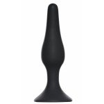 Силиконовая анальная пробка Slim Anal Plug Medium Black с присоской - чёрная - 11,5 см