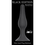 Силиконовая анальная пробка Slim Anal Plug Medium Black с присоской - чёрная - 11,5 см