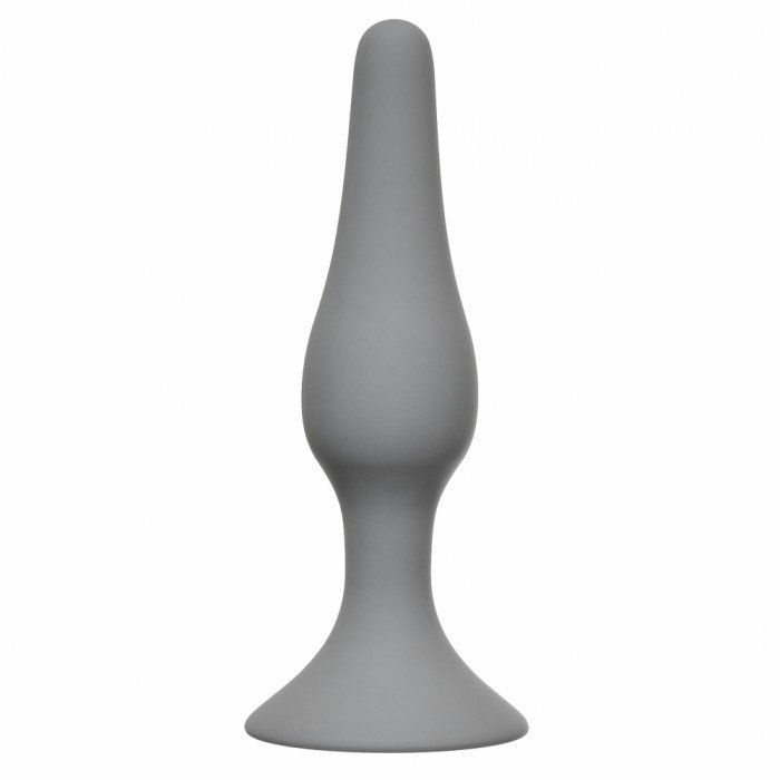 Силиконовая анальная пробка Slim Anal Plug Medium Grey с присоской - серая - 11,5 см