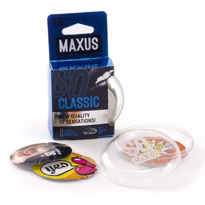 Латексные классические презервативы в пластиковом кейсе MAXUS AIR Classic - 3 шт Латексные классические презервативы в пластиковом кейсе MAXUS AIR Classic - 3 шт