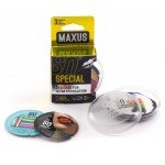 Латексные точечно-ребристые презервативы в пластиковом кейсе MAXUS AIR Special - 3 шт