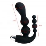 Вибромассажер для вагинальной и анальной стимуляции с рельефными шариками 4sexdreaM - чёрный - 15 см
