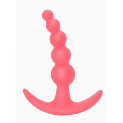 Упругая силиконовая анальная цепочка с шариками Bubbles Anal Plug Pink - розовая - 11,5 см