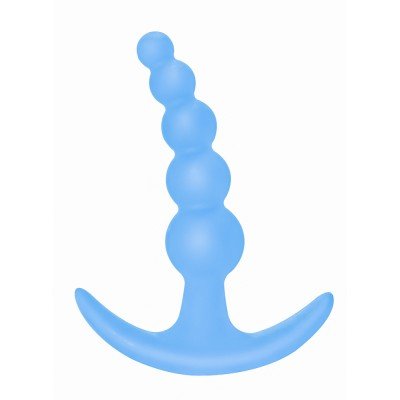 Упругая силиконовая анальная цепочка с шариками Bubbles Anal Plug Blue - голубая - 11,5 см