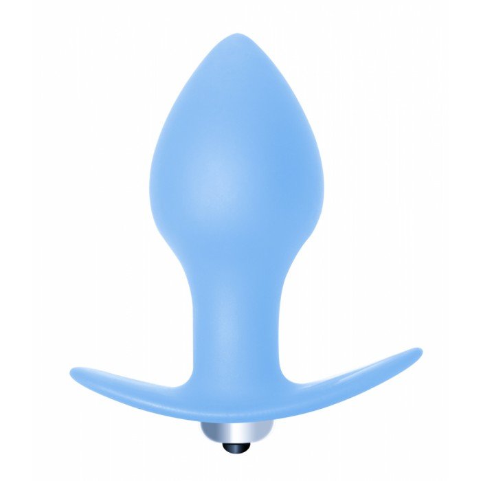 Силиконовая анальная пробка с вибрацией Bulb Anal Plug - голубая - 10 см Силиконовая анальная пробка с вибрацией Bulb Anal Plug - голубая - 10 см